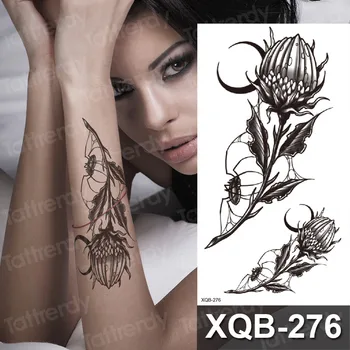 Modes Sievietes Meitene Pagaidu Tetovējumu Uzlīmes Melnas Rozes Dizaina Peoniju Ziedu Roku Body Art Henna Viltus Tetovējumu Uzlīmes apakšdelma tetovējums
